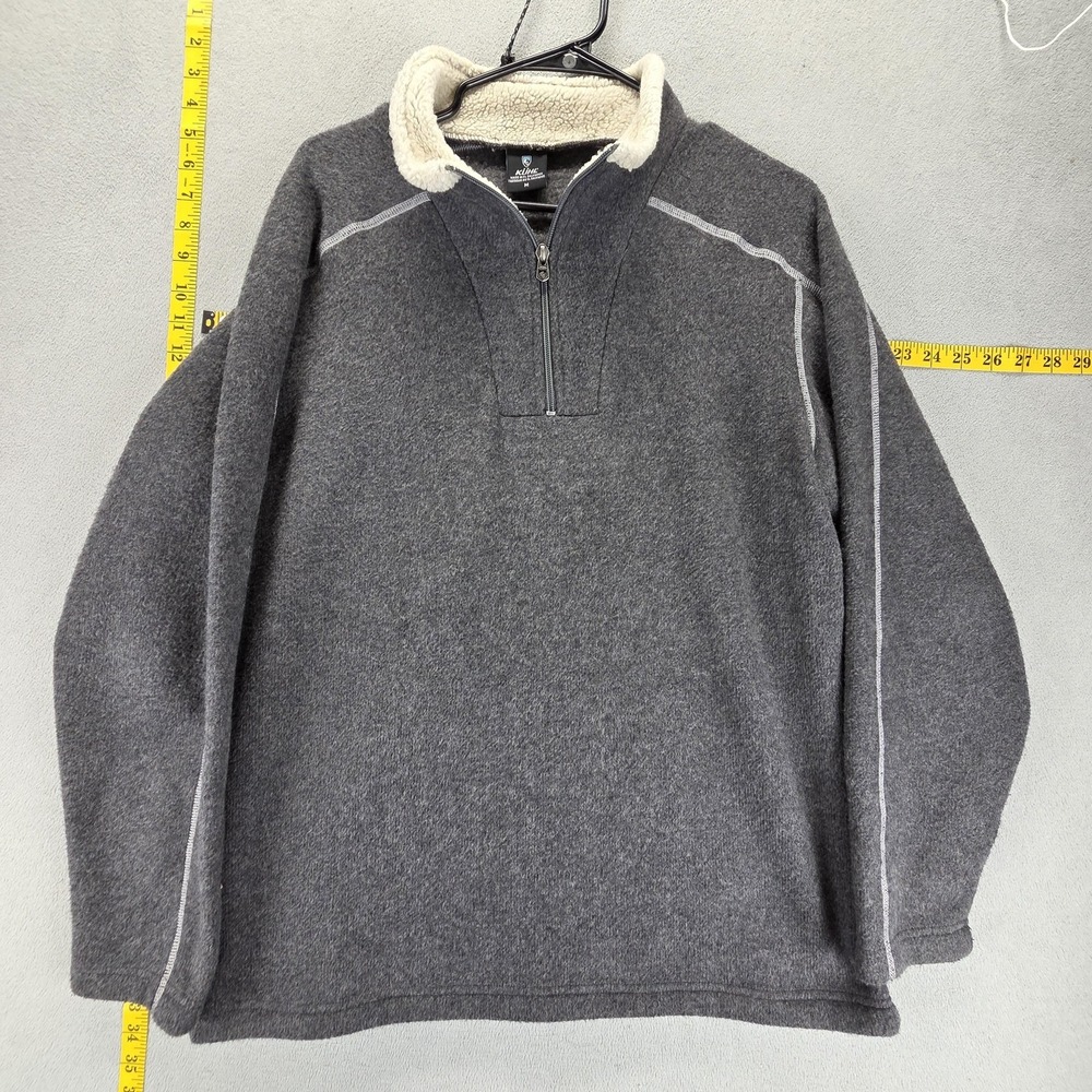 Kuhl Sweater Mens Medium Gray Alfpaca Fleece 1/4 Zip Pullover Sherpa Collar
